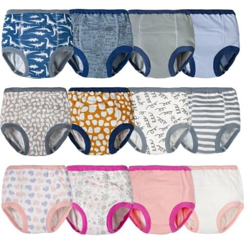 Baby Training Pants Cotton Breathable 4 Layers Diapers Infant Toddler Washable Cloth Nappies Cartoon Print Absorbent Underwear