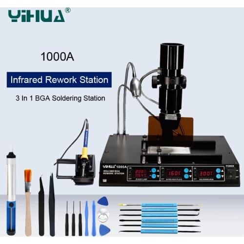 YIHUA Infrared BGA Rework Station 3 In 1 Lead-Free Soldering Station Motherboard Repair Soldering Iron Desoldering Station