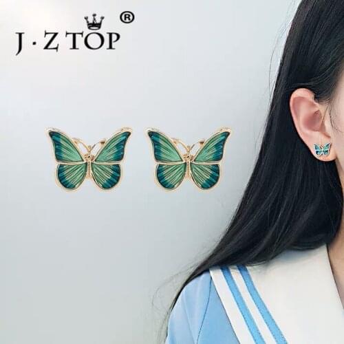 Jztop Korean Women Stud Earrings Elegant Cute Butterfly Earrings Butterfly Animal Earring Small Simple Earings Brincos Female