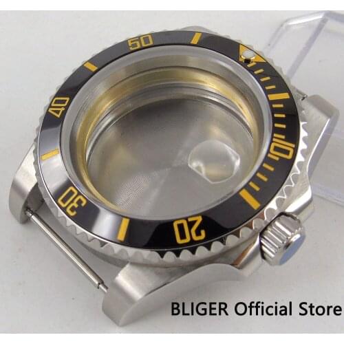 40mm 316L Stainless Steel Watch Case Sapphire Glass Black Ceramic Bezel Fit Miyota 8215 ETA 2836 movement SUB Mens Watch