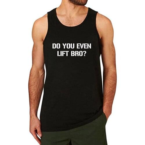 Lyprerazy Mens DO YOU EVEN LIFT BRO Gym Fitness Workout Bodybuilding Summer Funny Letter Print Black Tank Top