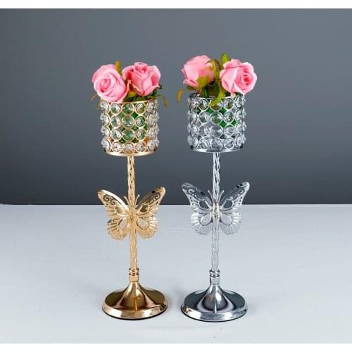 Metal Candle Holders with Butterfly Gold Candle Stand Fashion Wedding Exquisit Table Candlestick Party Home Decoration
