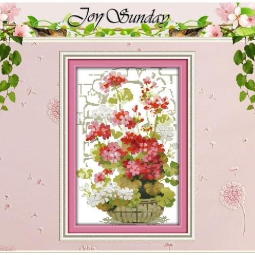 The pink geranium Patterns Counted Cross Stitch 11CT 14CT Cross Stitch Set Wholesale Cross-stitch Kit Embroidery Needlework