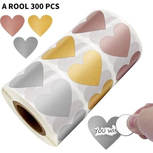 Love Heart Shaped Stickers Scratch Off Stickers Labels Stickers For Home Game Confidential Code Covers Scrapbook Stickers
