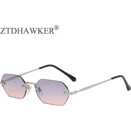 2021 New Personalized Metal Small Frame Polygonal Sunglasses Womens Fashion Frameless Sexy Street Photo Temperament Art Glasses