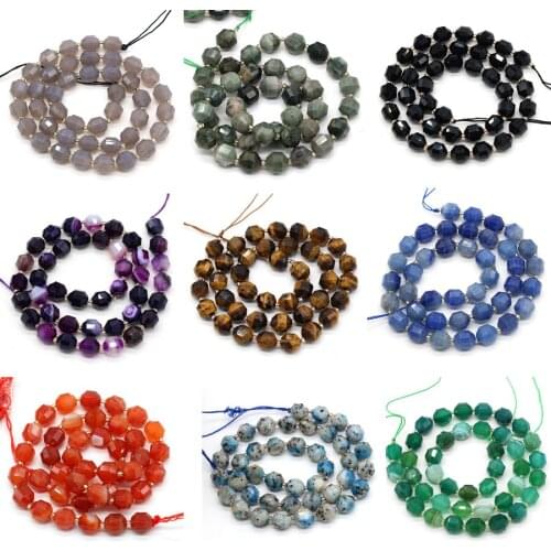 New Natural Faceted Stone Beads Irregural Tiger Eye Stones Stripe Agates Loose Bead for Making DIY Jewelry Necklace Bracelet 8mm