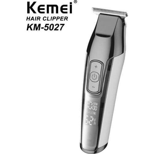 KEMEI Professional Silver Mens Multi-function Rechargeable Hair Clipper USB Can Use Carbon Steel Cutter Head KM-5027