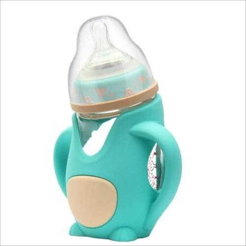 Glass baby bottle supplies, newborn baby, wide-caliber bottles, anti-fall, anti-flatulence, handle baby feeding glass bottles