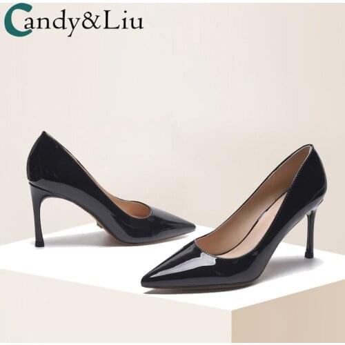 Wine Red High Heels Womens Thin Heels Sexy Black Professional Interview Etiquette Work Shoes Nude 8cm Pointed Single Shoes