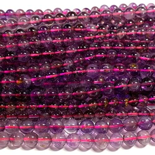 Veemake Natural Genuine Auralite Super 23 Crystal Round Loose Gemstone Beads For Jewelry Making DIY Necklaces Bracelets 07049