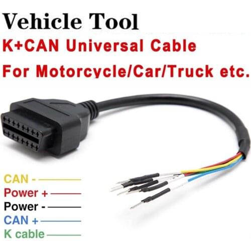 Female OBD 16 Pin Adapter Cable K Can OBD2 Engine Fault Detector Connector Cable Fits Turck Car Motorcycle K+Can