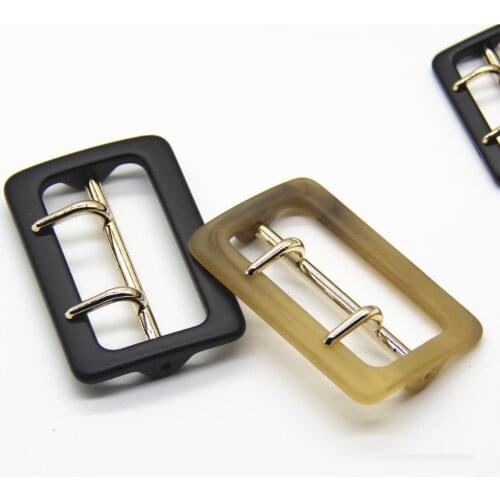 1Pcs High-end black brown rectangular buckle coat windbreaker waist buckle double pin resin button clothing accessories C032