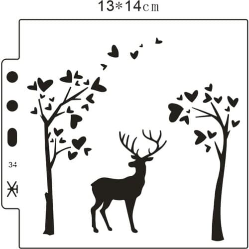 14.1*13 The forest deer stencils Cover template spray plastic mold shield DIY cake hollow Embellishment printing lace ruler
