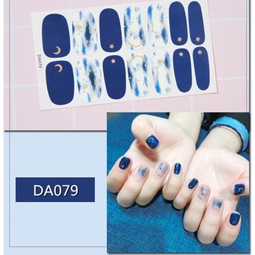 14tips/sheet Nail Sticker Glitter Summer Style Tips Full Cover nail Art Supplies Hand Decal for Women Girls Drop Ship
