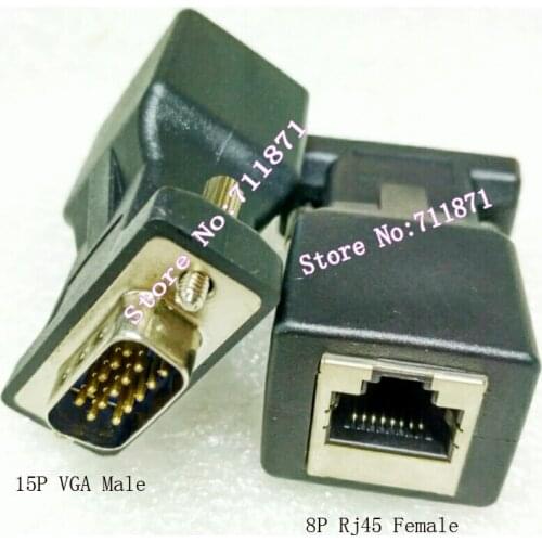 15P VGA D-sub Male to Rj45 Female extended Connector through Network Cable extend VGA Adapter With Rj45 Line lengthen D-Sub VGA
