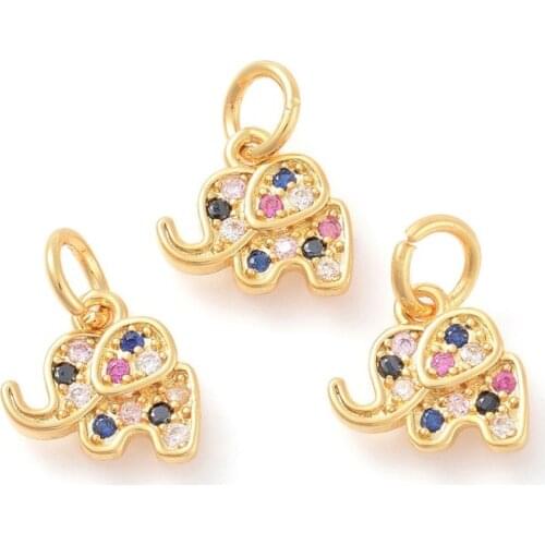 2pcs Brass Golden Charming Elephant Shape Charms Pendants Jewelry for Necklace Earring Making DIY Findings 10x11x2mm