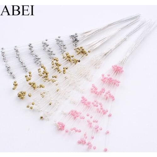 20pcs White/Gold/Silver/Pink Flower Bouquet/Wire Stem/ Wedding Party Home Decoration Scrapbooking Artificial Pearl Flowers DIY