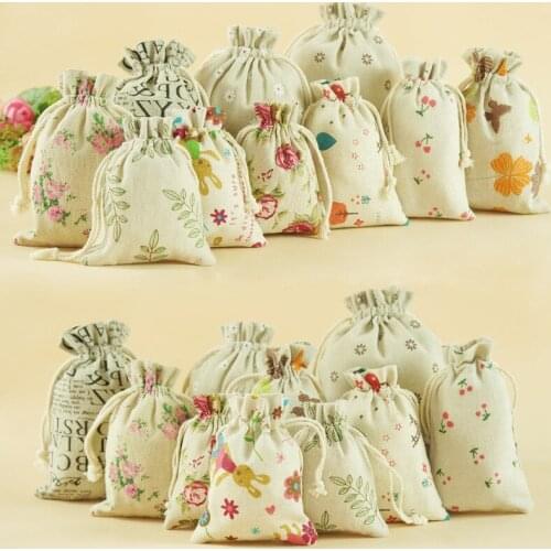 7x9cm 12Pattern To Choose Creative Personality Gift Bags Gold And Silver jewelry Jade Packaging Cotton Linen Bags Pouches 20PCS