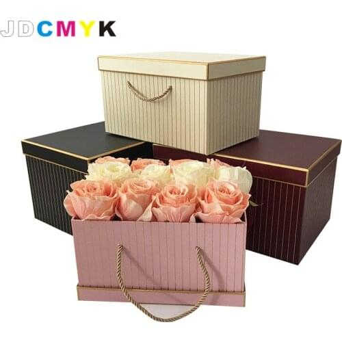 2020 Clearance 3pcs/Set rectangle shape florist packing flowers gift box ,gold line wedding decoration party favors gift boxes