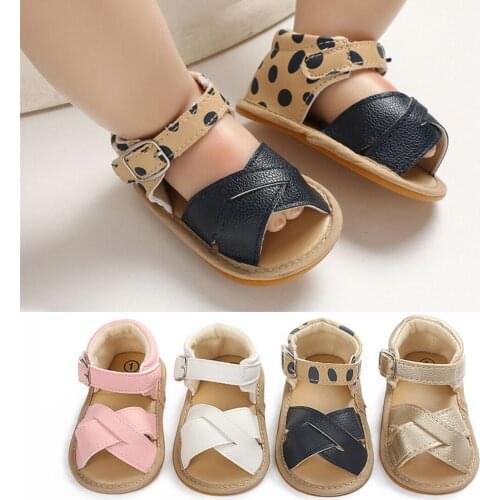 2021 Summer Newborn Baby Shoes Infant Baby Girls Boys Flats Sandals Shoes Solid Non-slip PU Leather Breathable Toddler Shoes