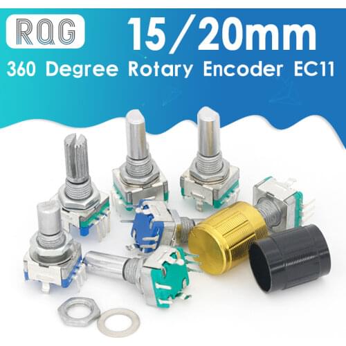 5PCS/LOT 20 Position 360 Degree Rotary Encoder EC11 w Push Button 5Pin Handle Long 15/20MM With A Built In Push Button Switch
