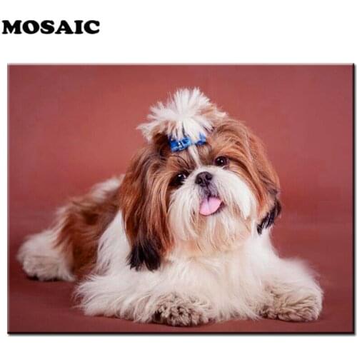 5d DIY Diamond art all Shih Tzu Painting full square round Diamond Embroidery dog scenery Cross Stitch,almaznaya,rhinestone art