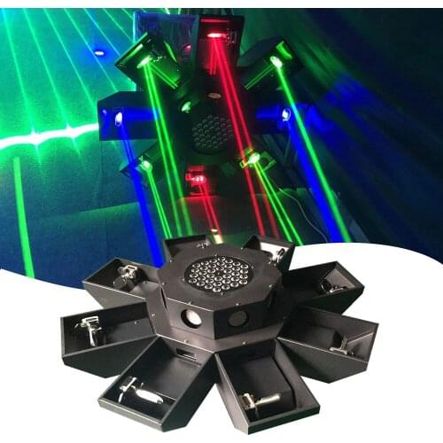 Free Shipping 2pcs/Lot 8 Eye RGB UFO Wide Beam Rough RGB Eight Eyes Beam Scanning 8 Head 8 Hole Moving Head Laser
