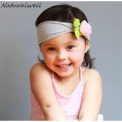 Naturalwell Baby Girl Cotton Flower Headwear Infant Girl Floral Hairbands Hair Accessories Newborns Headbands 1pc HB254
