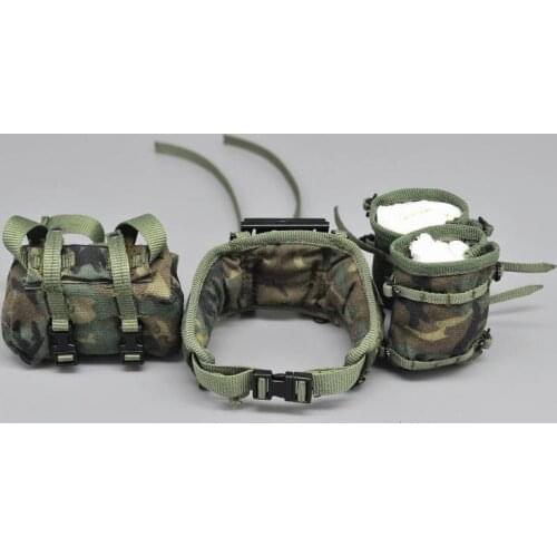 For Sale 1/6 USA Army Camouflage MOLLE Tactical Waist Belt Shoulder Bag Magazine Recycling Bag For Doll Soldier Accessories