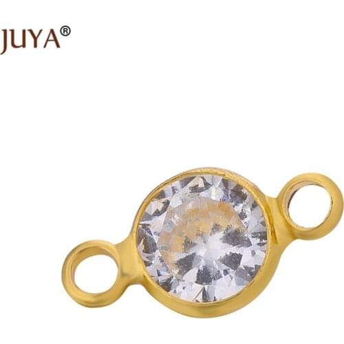 Jewelry findings components luxury cubic zirconia crystal beads connectors for diy women bracelets necklace earrings accessories