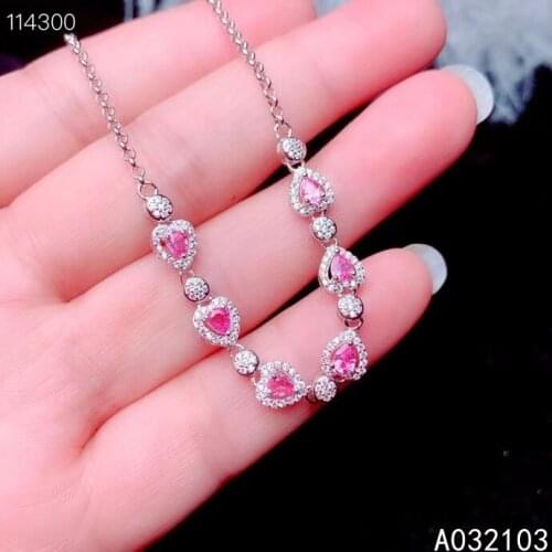 KJJEAXCMY fine jewelry 925 sterling silver inlaid natural pink sapphire Womens fresh and elegant romantic gem bracelet hot supp