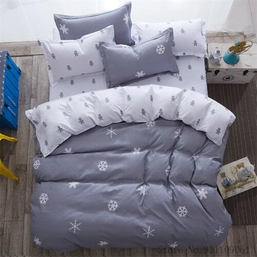 Home Textile Twin King Size Bedding Set Gray and White Snowflake Pattern Children Adult Bed Linens Duvet Cover Sheet Pillowcases