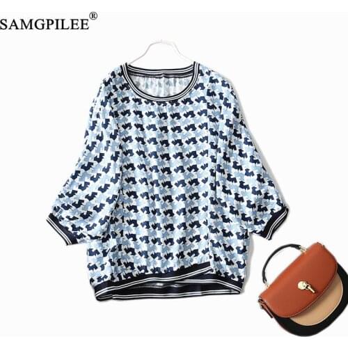Summer Tees 2021 New Sweet Beauty Women Clothing Round Neck Raglan Sleeves Diamond Lattice Thin Chiffon T-shirts Plus Size 4XL