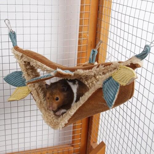 Small Pet Cage Hamster Hammock Mini Animal House Triangle Hanging Fleece Bed Swing Cage Accessories for Sugar Glider Guinea Pig