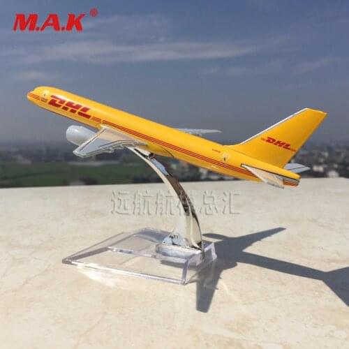 1:400 scale diecast airplanes model toys yellow DHL Express delivery aircraft Boeing 757-200 B757 w/Demonstration base moel
