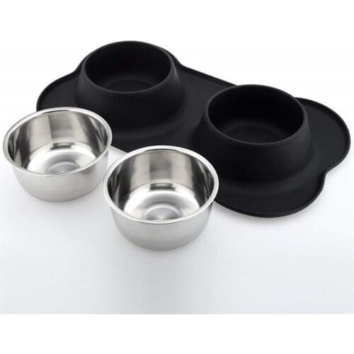 Dog Bowls Stainless Steel Dog Bowl with No Spill Non-Skid Silicone Mat Feeder Bowls Pet Bowl for Dogs Cats and Pets