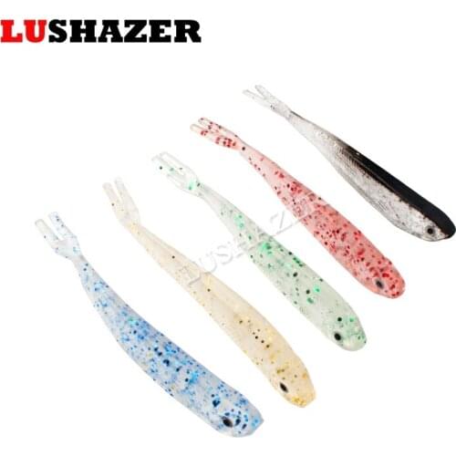 5pcs/lot fishing Soft Lure 2.5g/7.5cm Artificial Silica gel Worm Bait Split Tail Shine Wobblers Bass Carp Flying Fishing tackle