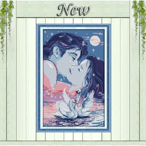 Swan lovers,counted pattern on the canvas DMC 14CT 11CT Cross Stitch Set,full for embroidery needlework kit,love kiss Home Decor