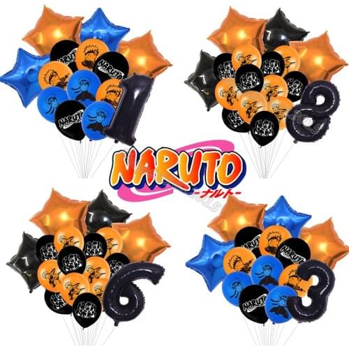Narutos Birthady Ballons Set Decoration Kid Anime Figure Party Supplies Star Digital Latex Film Ballon Cartoon Globe Decor Gift