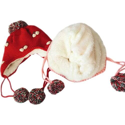 New Autumn Winter Crochet Baby Hat Girls Boys Toddler Kids Pom Pom Ball Hat Baby Cap Knitted Thick Wool Girl Hats Infant Caps