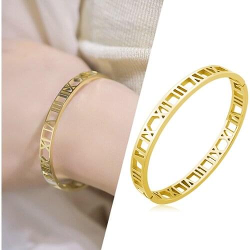 Punk Bracelets Hollow Numeral Paired Bangle For Couples Mans Stainless-Steel Bracelets Cuff Womens Jewelry Bracelets For 2021