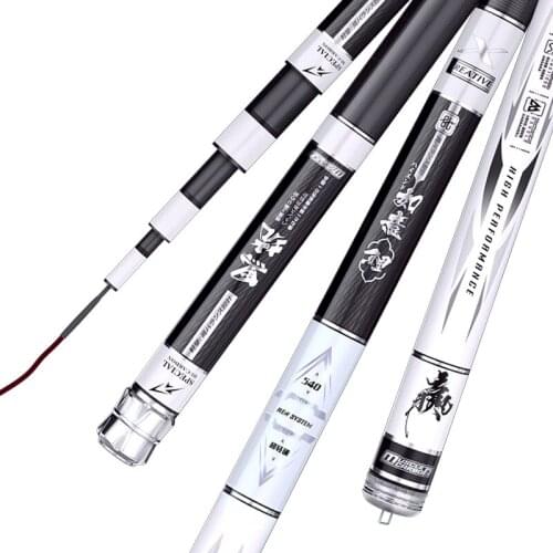 JS NEW 3.6M-7.2M 60T Carbon fiber superhard Ultralight 19 tune Fishing Rod Hand Pole for large fish Stream Pole Set+Spare Tip