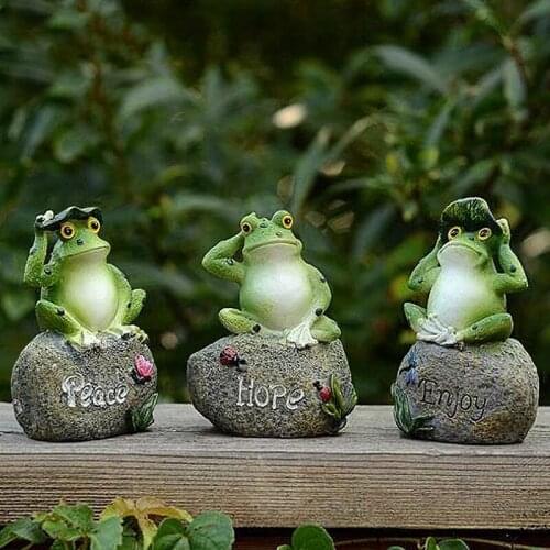 1PCS Outdoor Garden Frog Decoration Cute Letter Model Home Miniature Resin Animal Handmade Art Ornament