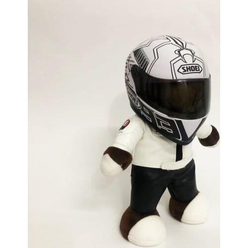 Display Ornaments Helmet Bear Doll Motorcycle Bear Plush Doll Motorcycle Electric Car Ornaments for Friends Home Office