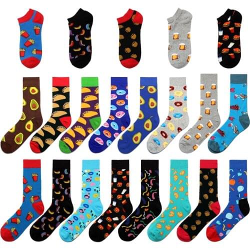 Funny New Food Sausage Hamburger Avocado Men Crew Socks Happy Sock Casual Harajuku Dress Business Skate Novelty Calcetines