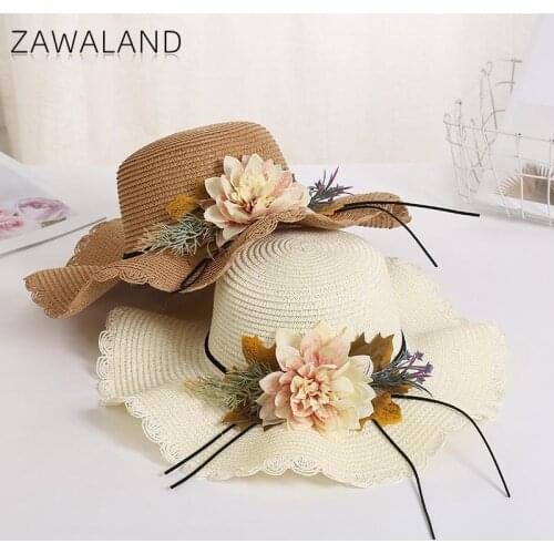 Zawaland 2021 Flower Beach Hats Casual Street Women Caps Fashion Spring Summer Sun Hats Outdoor Travel Female Straw Hat