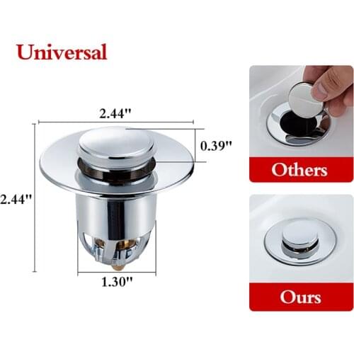 1x Universal Wash Basin Core Bounce Drain Filter Up Home Bathroom Sink Push Plug Hair Catcher Sink Bathtub Plug Trap