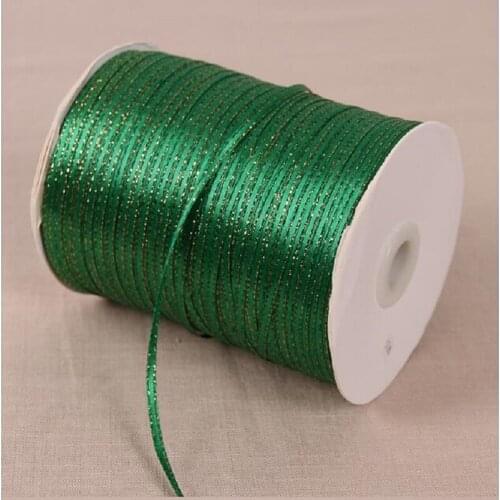 Hot A Roll 870Yards Green Gold edge Ribbon high quality grosgrain satin ribbons gift packaging ribbons Wedding Party Decoration