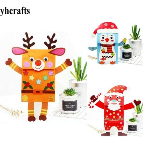 3PCS/Lot.DIY Christmas paper hand puppets craft kit Early educational toys Creative toys Kindergarten crafts Wholesale OEM