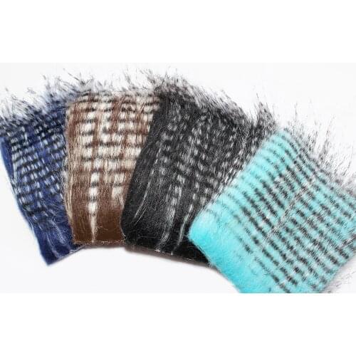 Tigofly 4 pcs 20X10cm Furabou Craft Fur Barred Soft Synthetic Fiber Streamer Tail Wing Fly Fishing Tying Materials